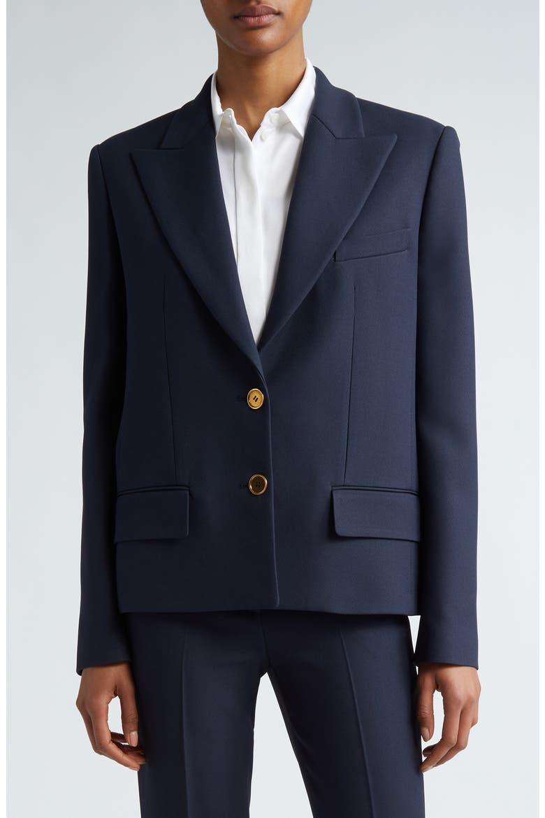Double Crepe Sablé Crop Blazer, Main, color, MIDNIGHT