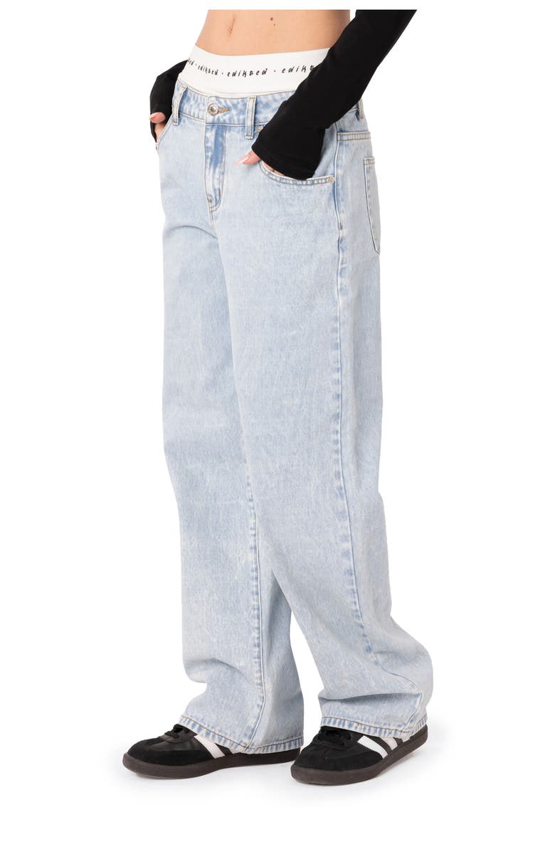 EDIKTED Straight Leg Nonstretch Jeans with Logo Briefs, Alternate, color, 