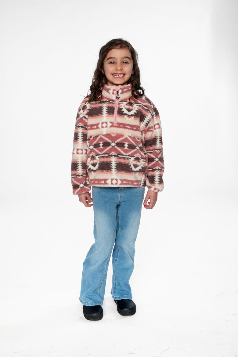 Mid-Season Fleece Half-Zip Kangaroo Pocket Pullover Jacket, Alternate, color, Aztec Pink