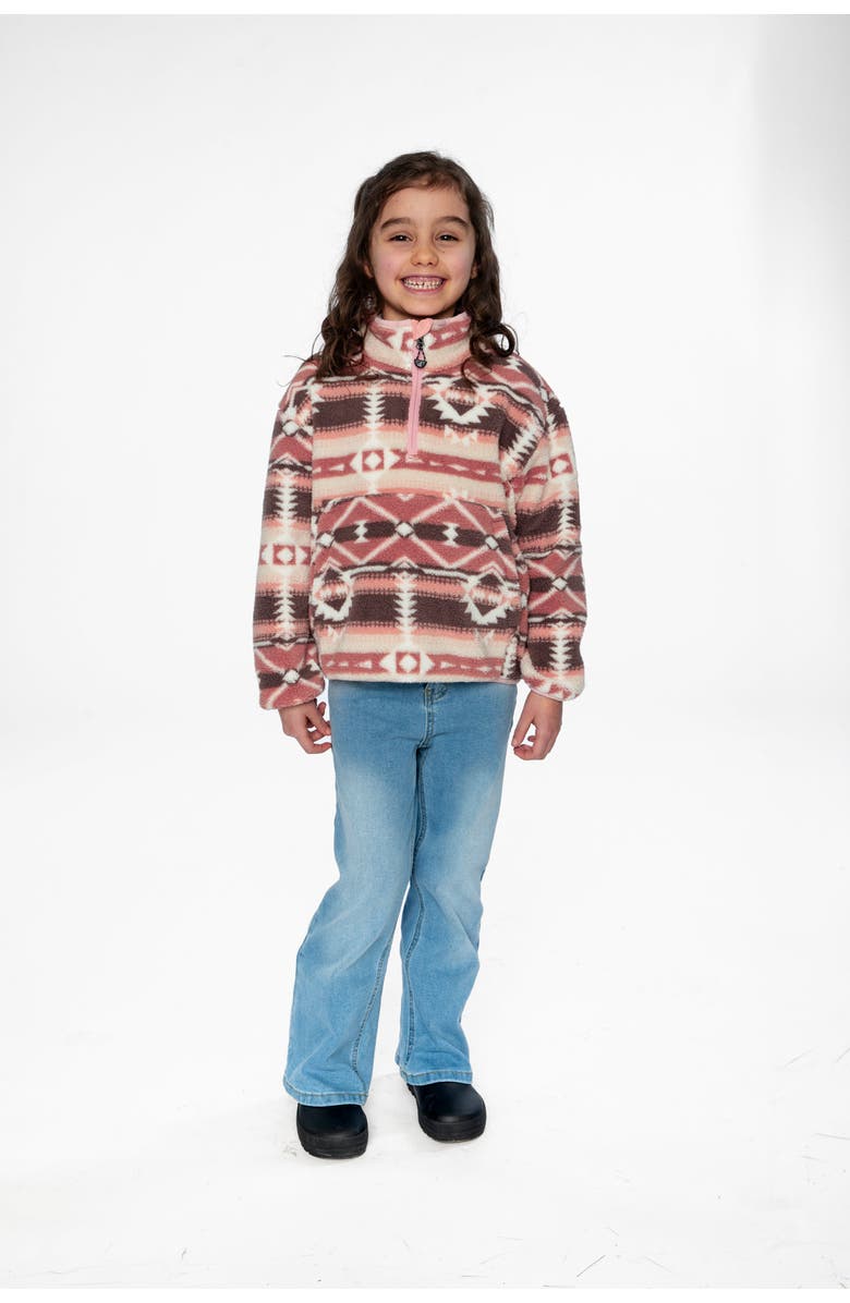 Deux par Deux Mid-Season Fleece Half-Zip Kangaroo Pocket Pullover Jacket, Alternate, color,