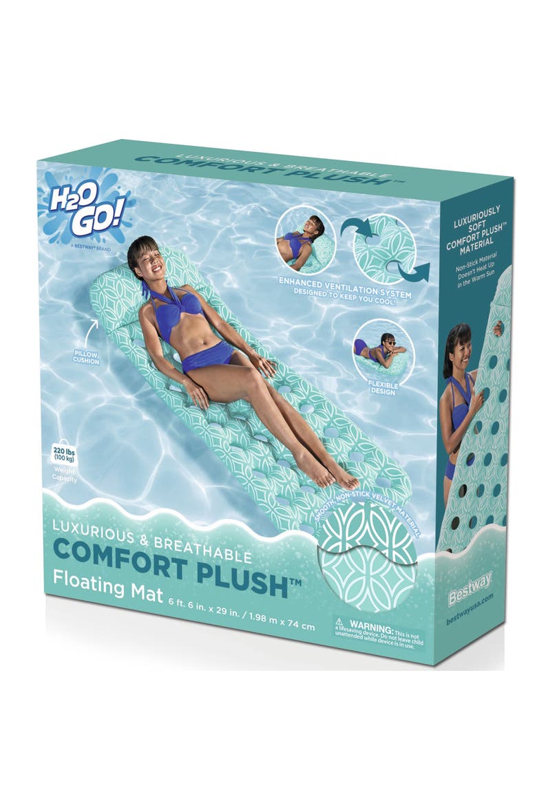 Comfort Plush Inflatable Floating Pool Mat, Main, color, Blue