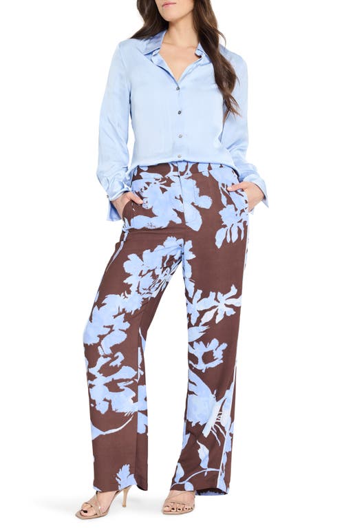 Nic + Zoe Nic+zoe Cloud Blossom Eliot Wide Leg Pants In Brown Multi