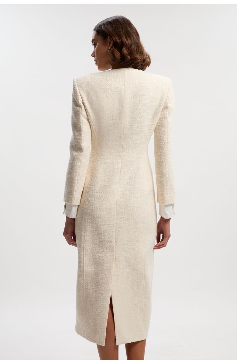 Karen Millen Tailored Pocket Front Midi Dress, Alternate, color, Cream