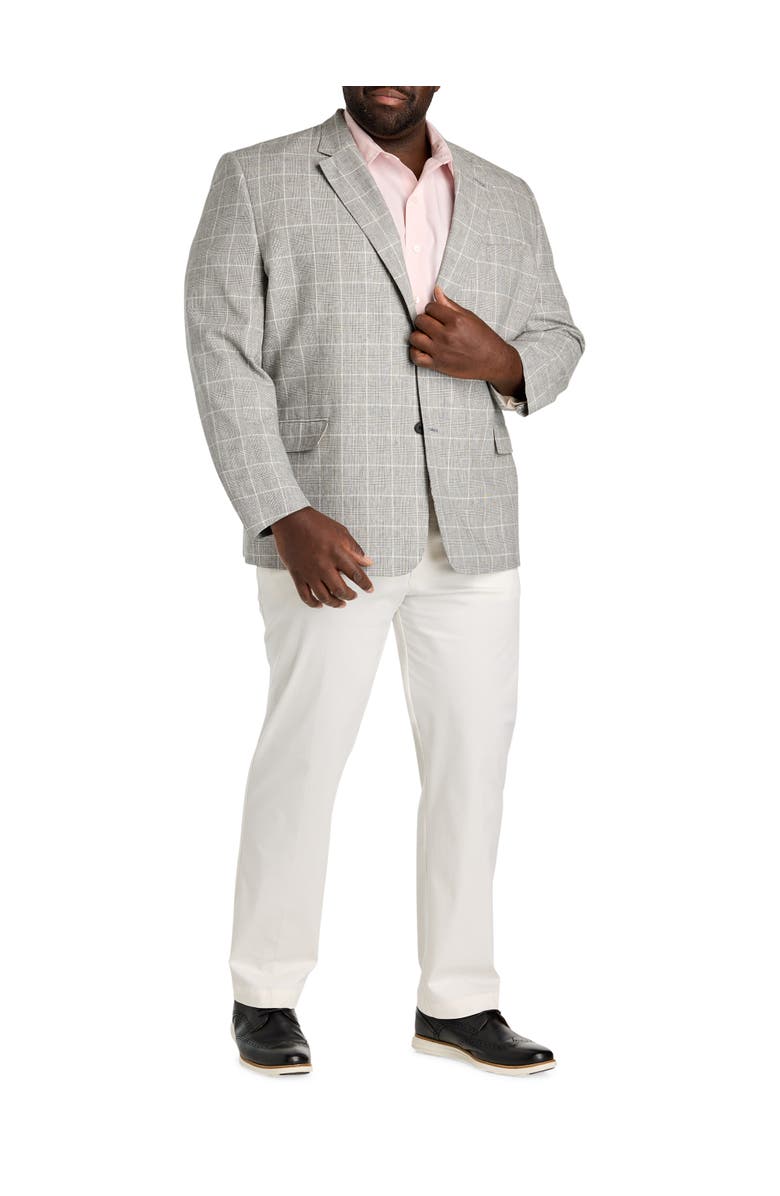 Oak Hill by DXL Big & Tall Plaid Linen-Blend Suit Jacket, Alternate, color, Charcoal