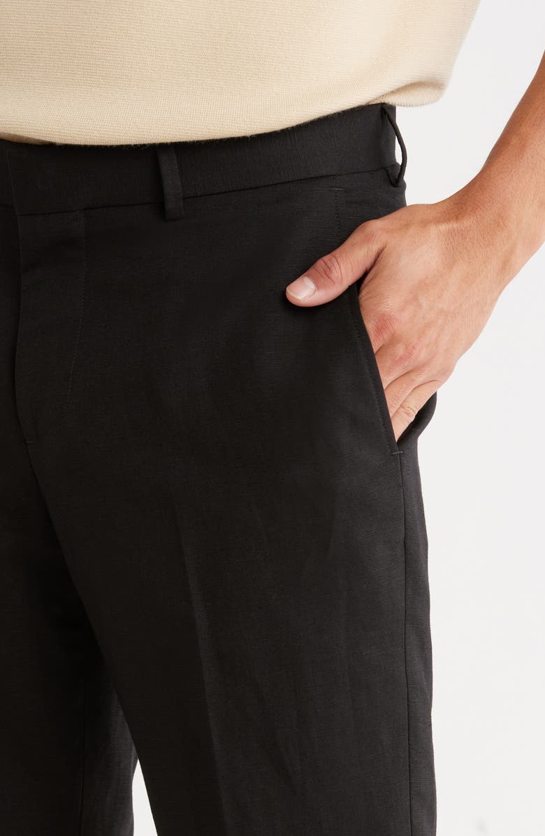 Open Edit Linen Blend Pants, Alternate, color, Black Caviar