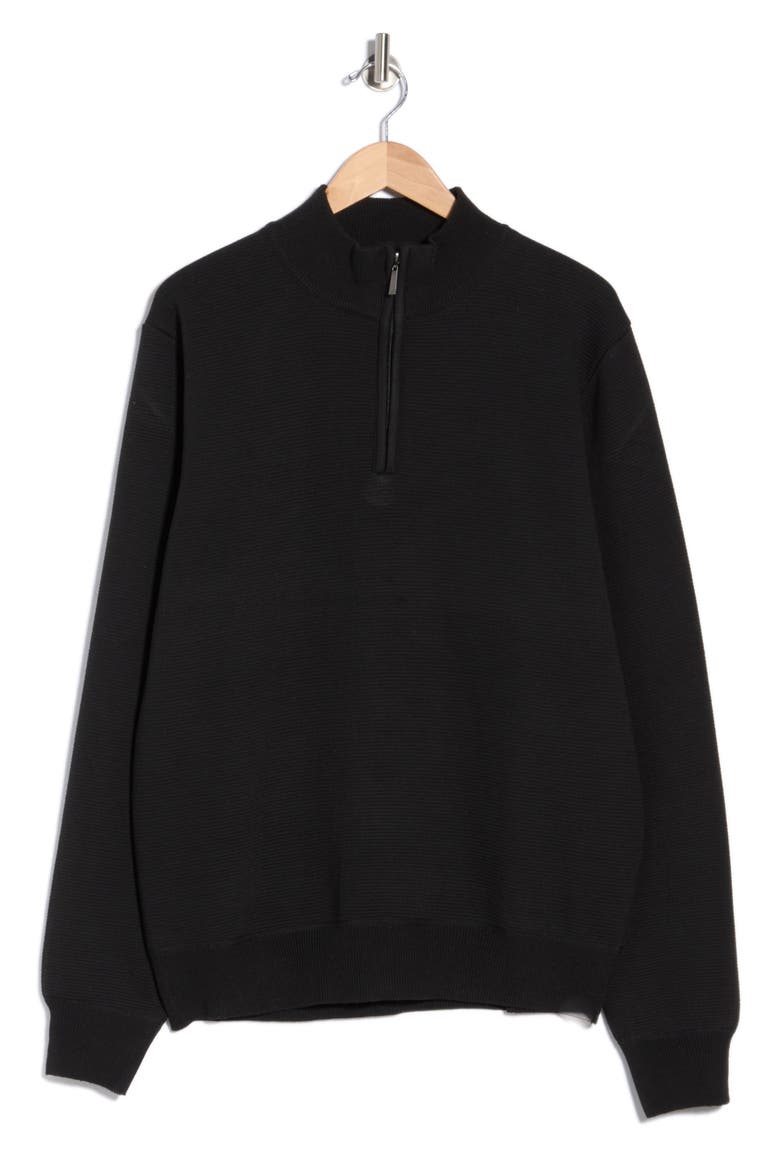 Quarter Zip Sweater, Alternate, color, BLACK