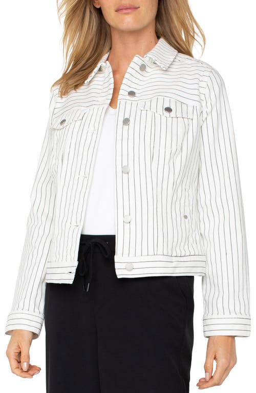Liverpool Los Angeles Pinstripe Classic Denim Jacket In White Black Pinstripe