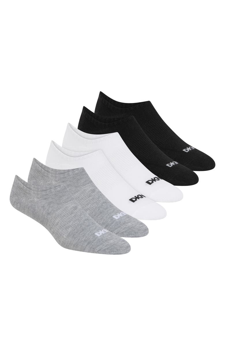 DKNY 6-Pack Liner Socks, Main, color, Grey/ Blue