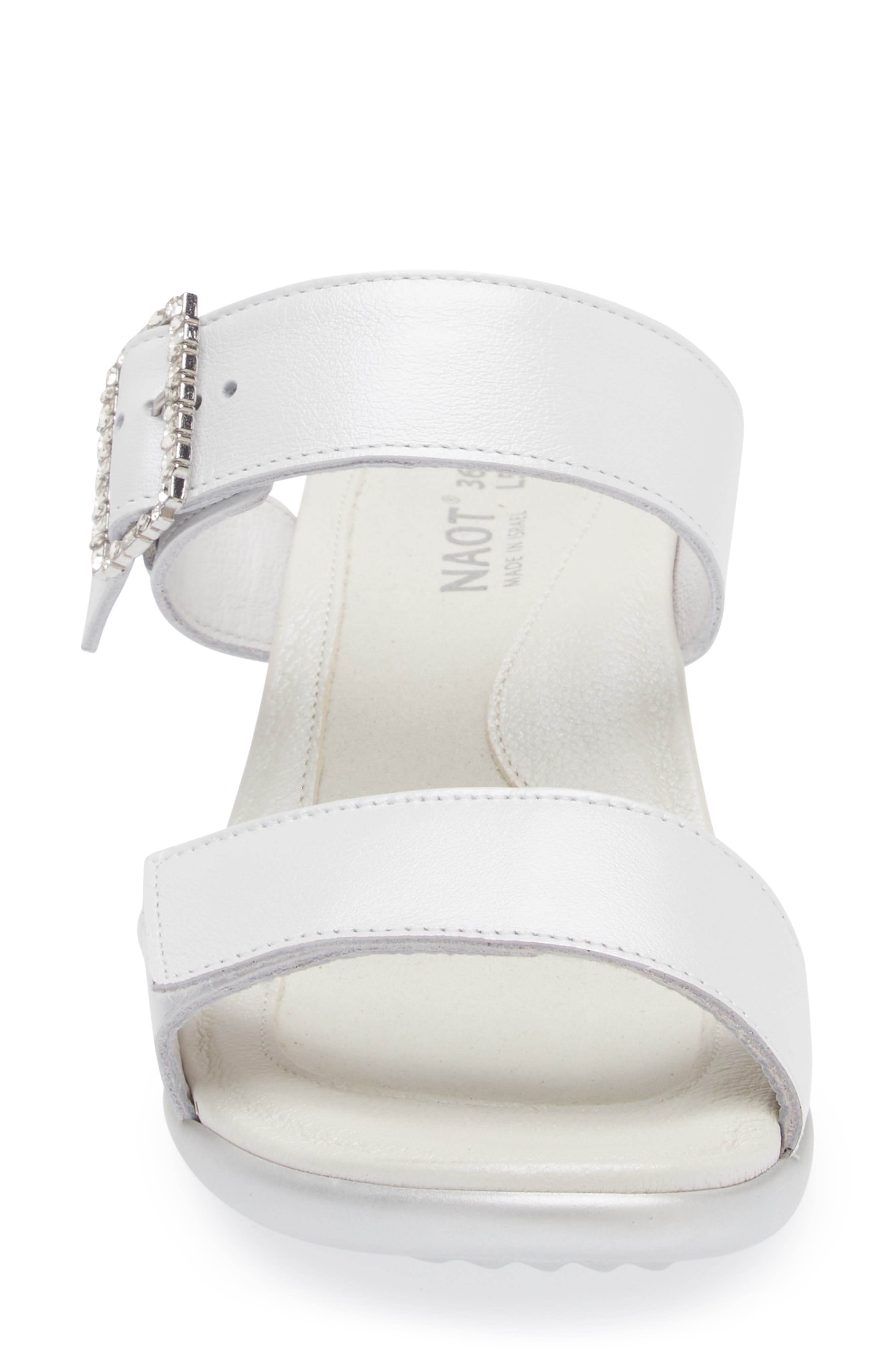 Recent Slide Sandal, Alternate, color, WHITE PEARL LEATHER
