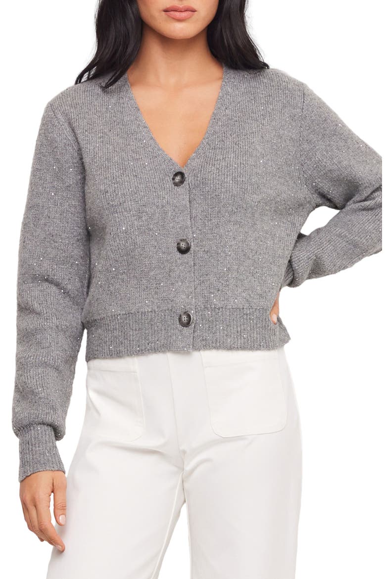 Nae Sequin Crop Cardigan, Main, color, STEEL