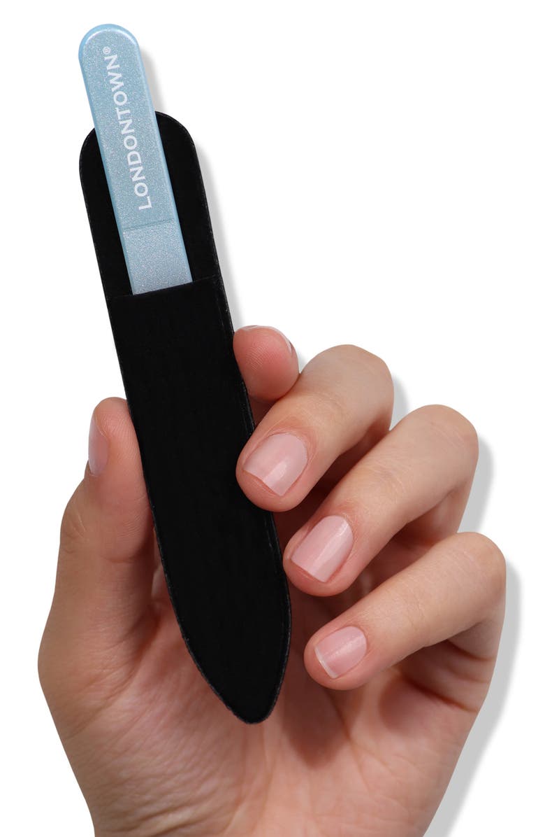 Londontown Blue Chrome Glass Nail File, Alternate, color, Blue Chrome