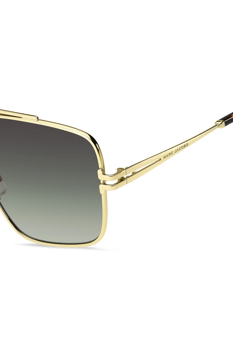 Marc Jacobs 59mm Gradient Square Sunglasses with Chain, Alternate, color, Gold Havana/ Gray Green