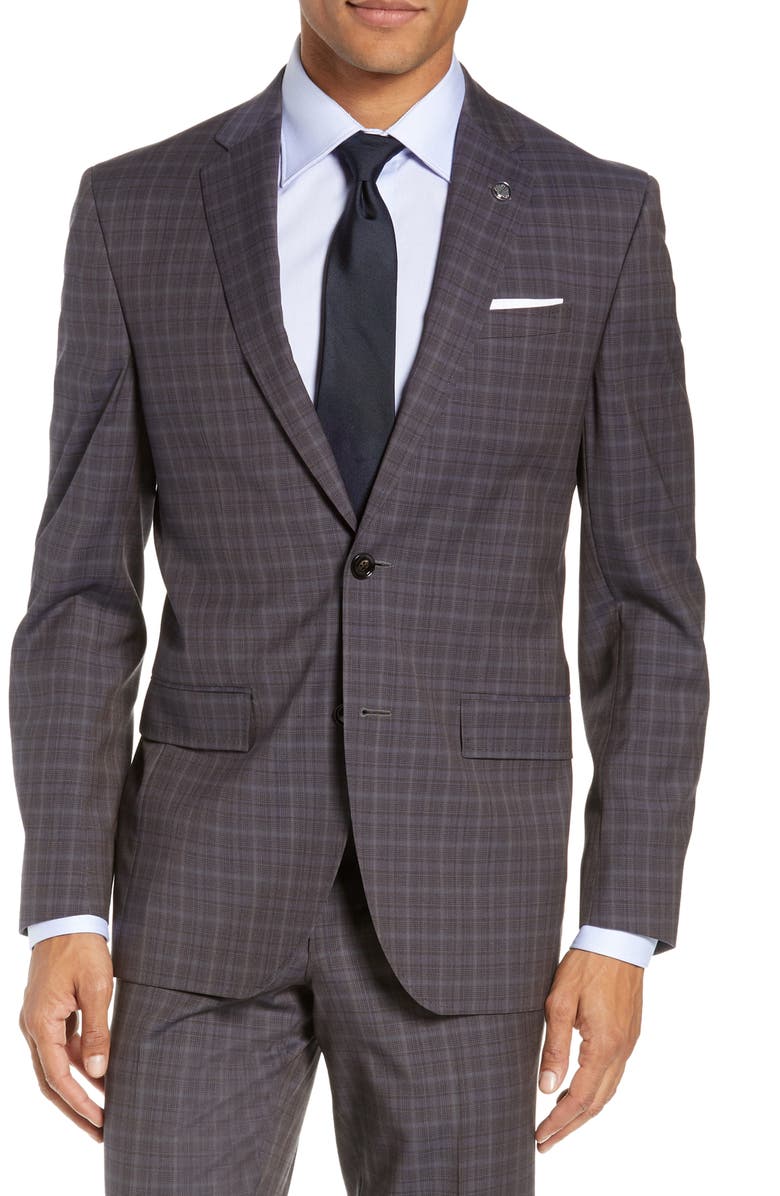 Ted Baker London Jay Trim Fit Plaid Wool Suit, Alternate, color, 