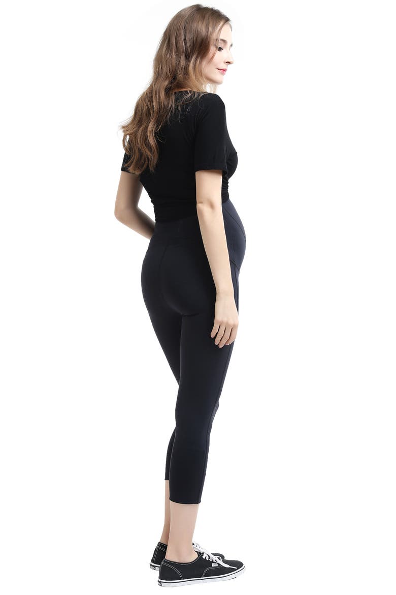 Elle High Performance Cropped Maternity Leggings, Alternate, color, BLACK