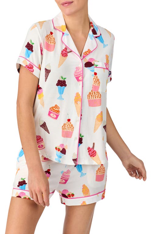 Kate Spade New York Jersey Boxer Pajama Set In Ivory Print