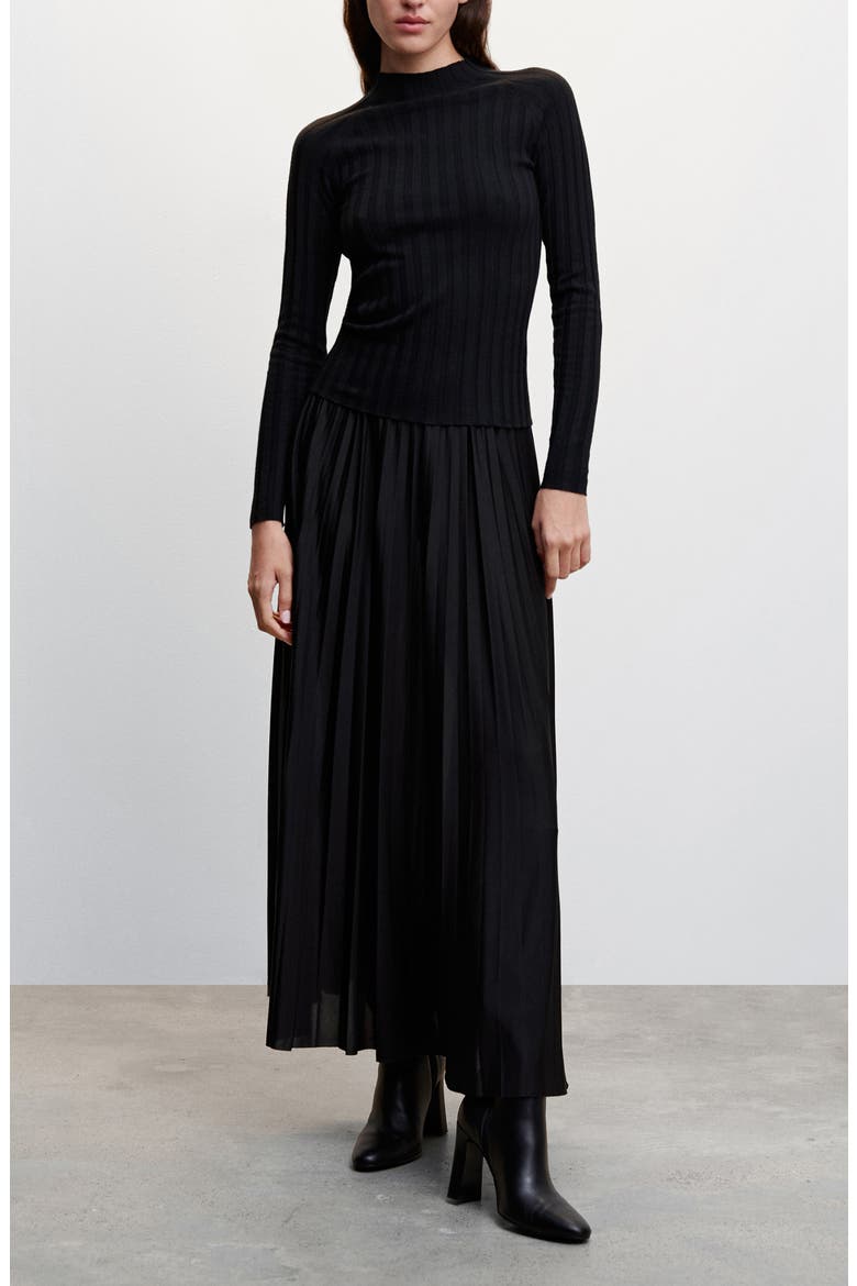 Pleated Maxi Skirt, Alternate, color, BLACK