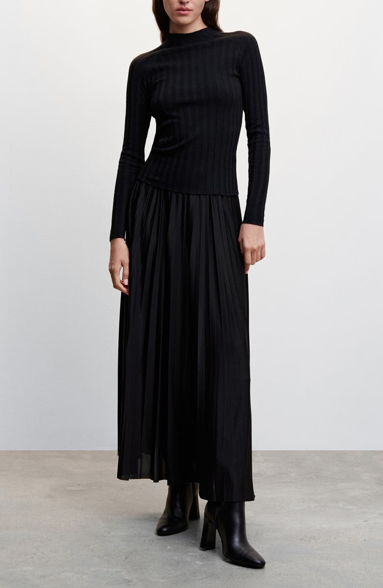 MANGO Pleated Maxi Skirt, Alternate, color,