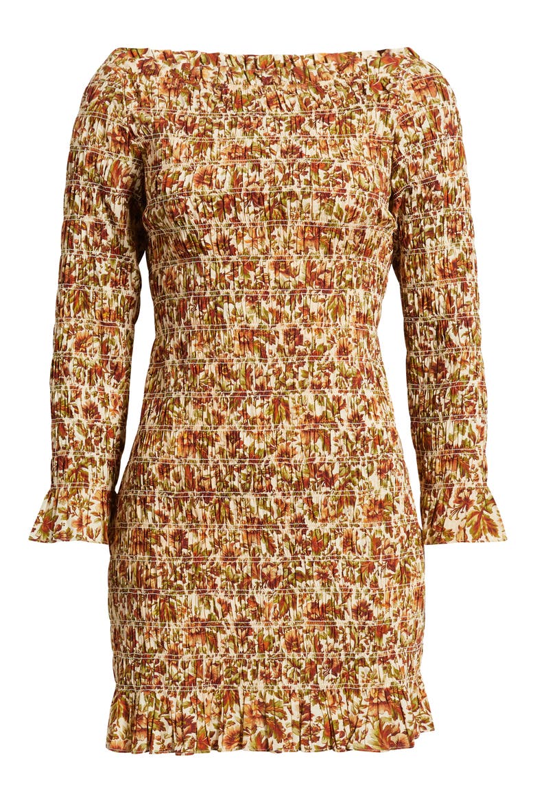 Cecillia Floral Smocked Organic Cotton Minidress, Alternate, color, IVORY REVE DES JARDINS