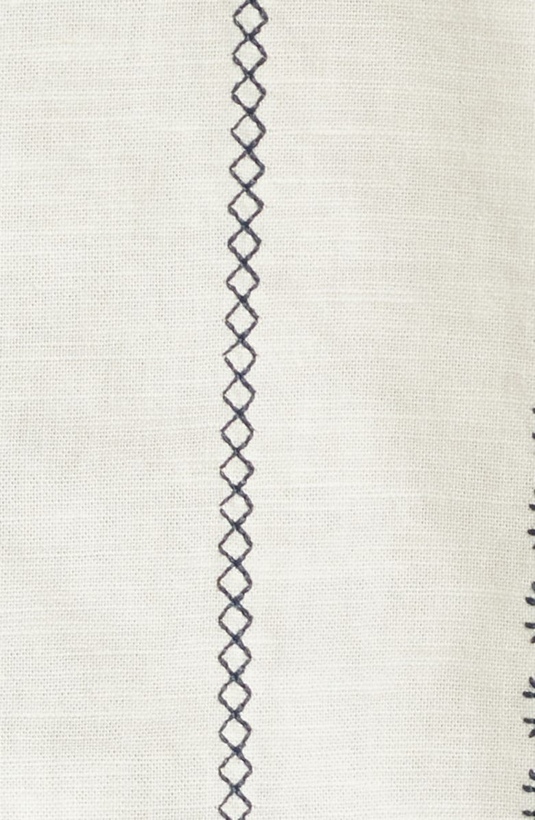 Percival Boxy Fit Stripe Short Sleeve Cotton Blend Button-Up Shirt, Alternate, color, Ecru