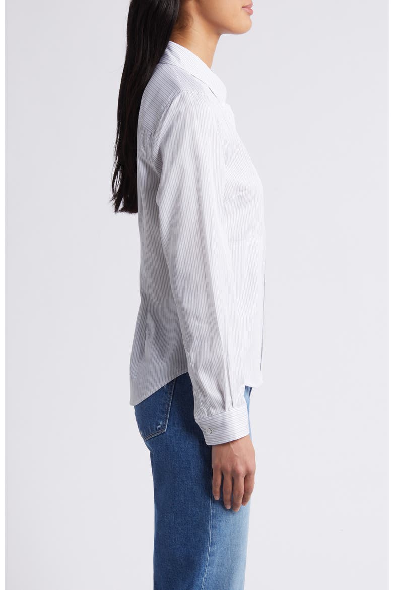 Stripe Cotton Blend Button-Down Shirt, Alternate, color, GREY/ WHITE