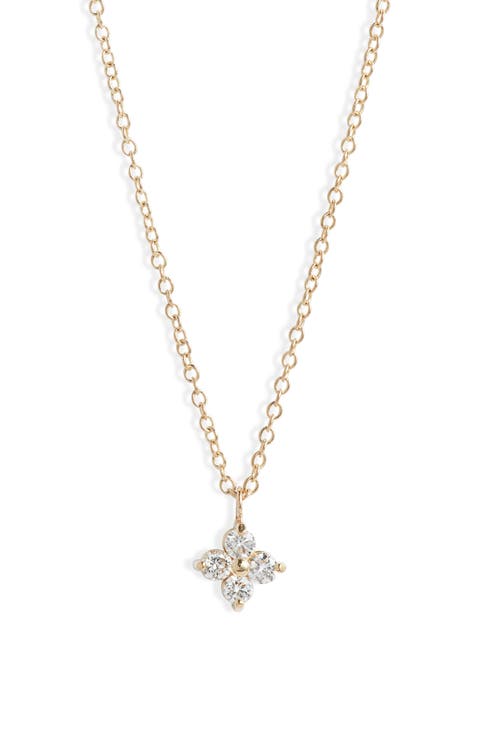 Diamond Flower Pendant Necklace
