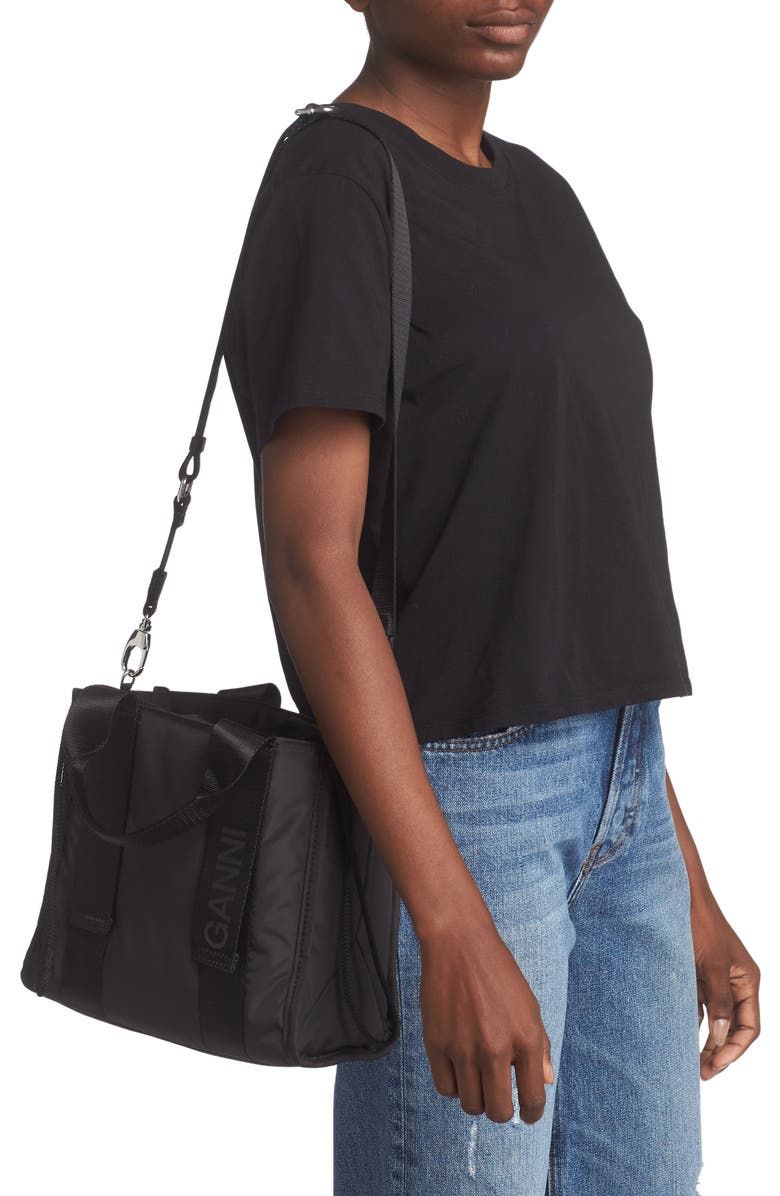 Ganni Small Recycled Polyester Tote, Alternate, color,