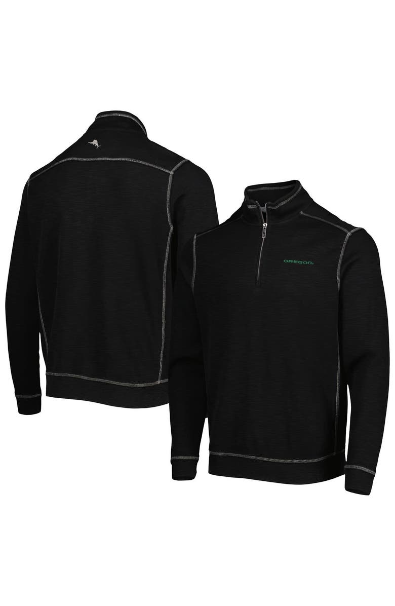 Tommy Bahama Men's Tommy Bahama Black Oregon Ducks Sport Tobago Bay Tri-Blend Mock Neck Half-Zip Jacket, Main, color, 