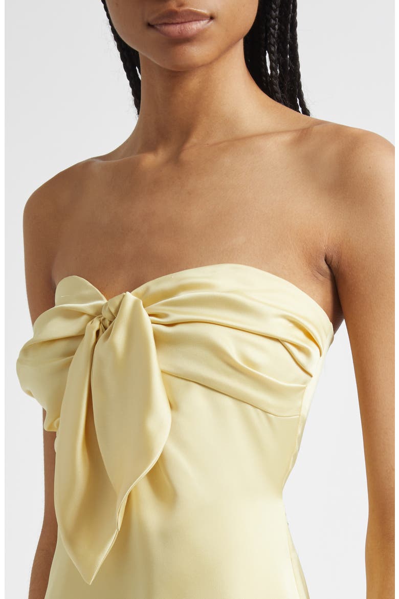 Orion Satin Bodice Strapless Minidress, Alternate, color, BUTTER