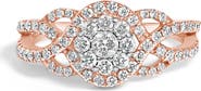 Haus of Brilliance 10K Gold 3/4 Ctw Diamond Floral Cluster Head Cocktail Ring