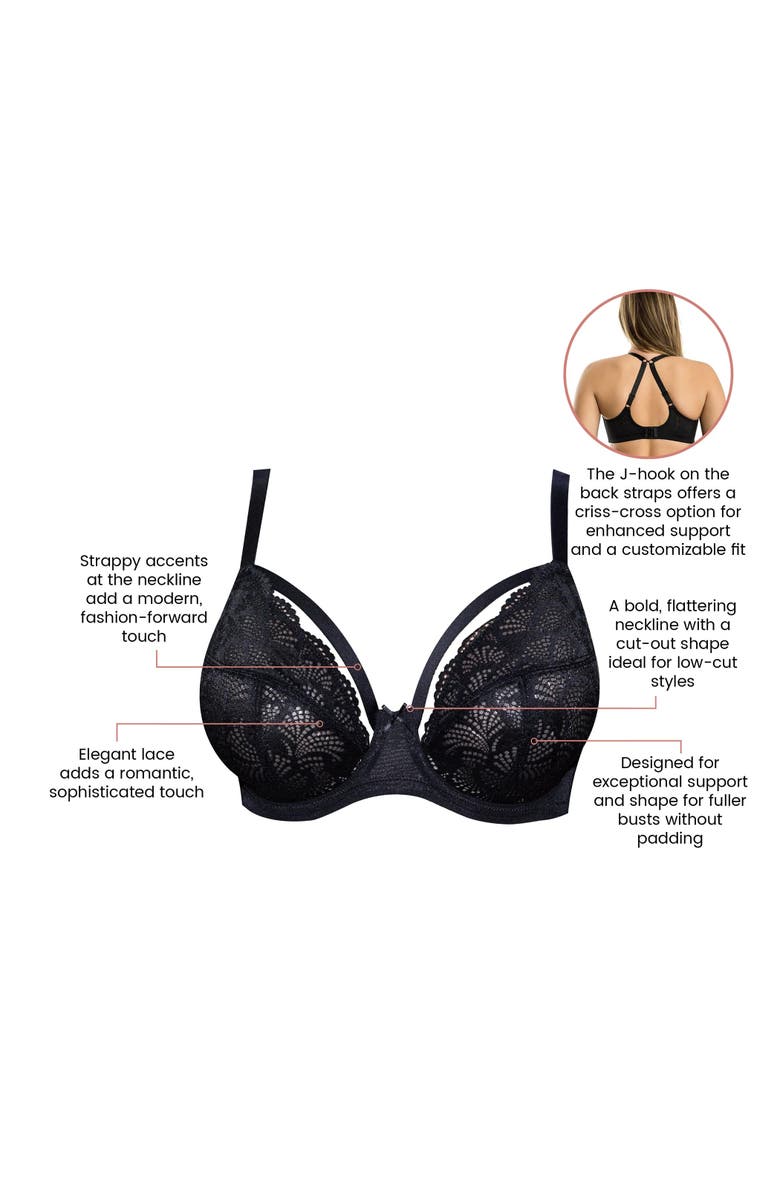 Parfait Olivia Lace Unlined Bra, Alternate, color, Black