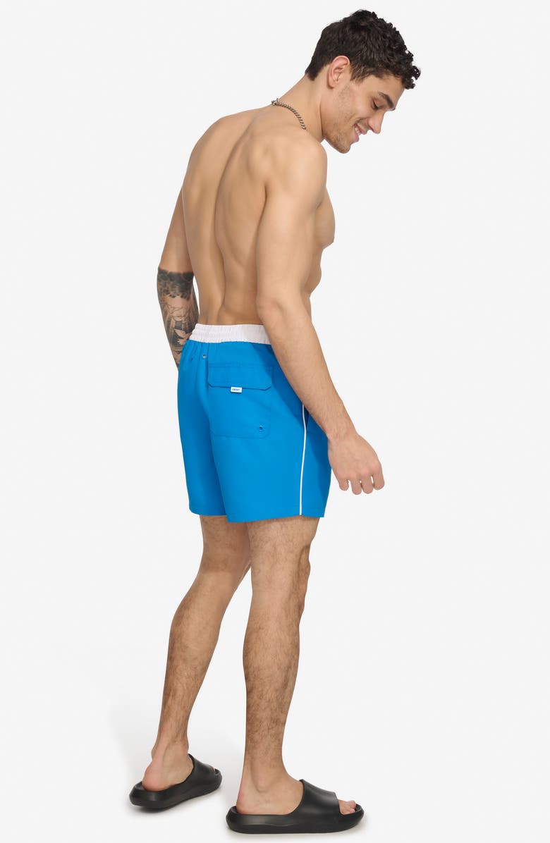 DKNY Two-Tone Swim Trunks, Alternate, color, Blue