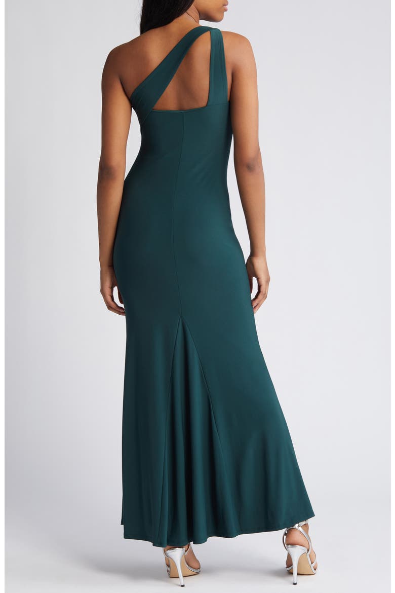 One-Shoulder Side Slit Trumpet Gown, Alternate, color, HUNTER