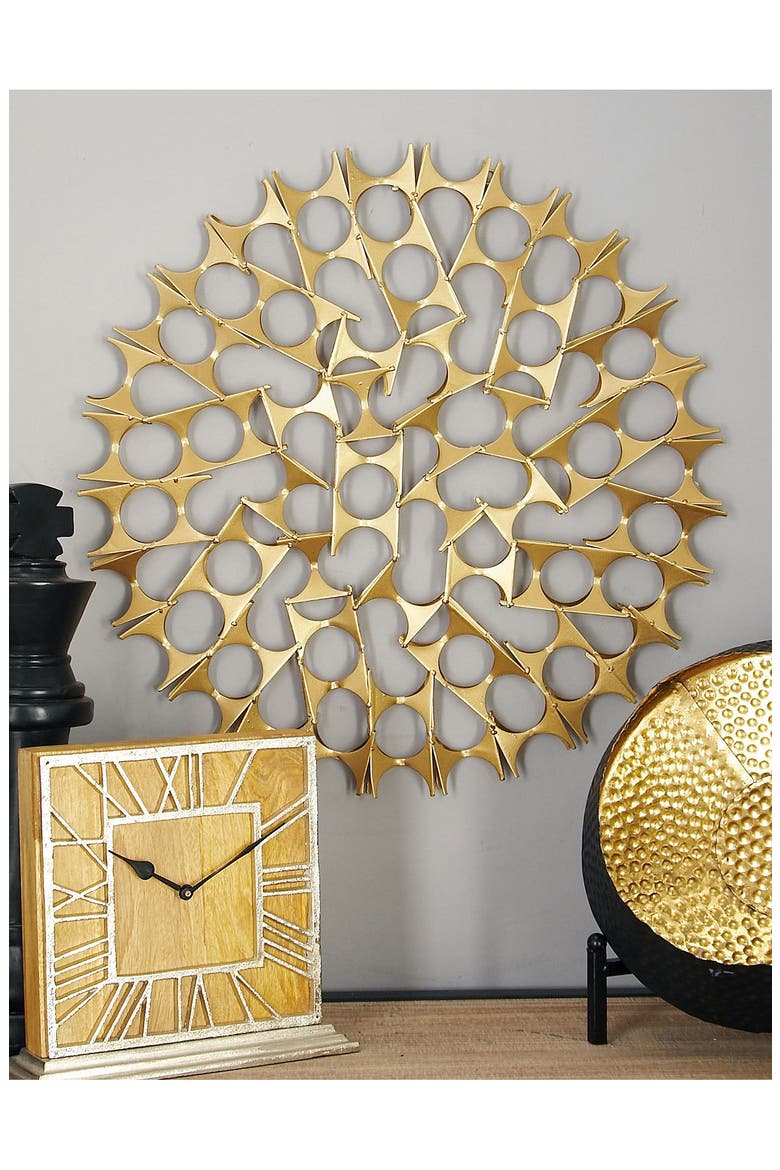 Goldtone Metal Starburst Wall Decor with Cutout Design - Set of 3, Alternate, color, GOLD