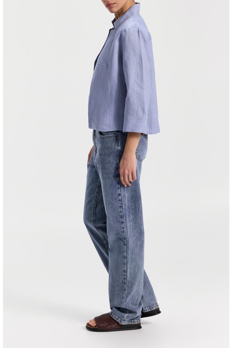 Cropped Linen Jacket, Alternate, color, Light Blue