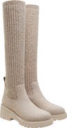VIVAIA Round-Toe Knee-High Platform Chunky Wool Wedge Boots