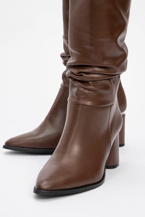 Prologue Shoes Vianella Block Heel Knee High Boot In Brown