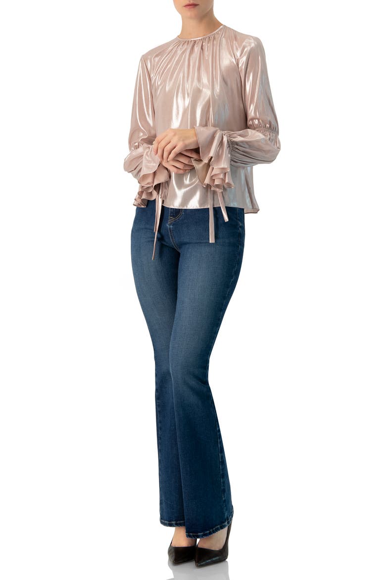 Straight Metallic Sheer Blouse, Alternate, color, Dusty Pink