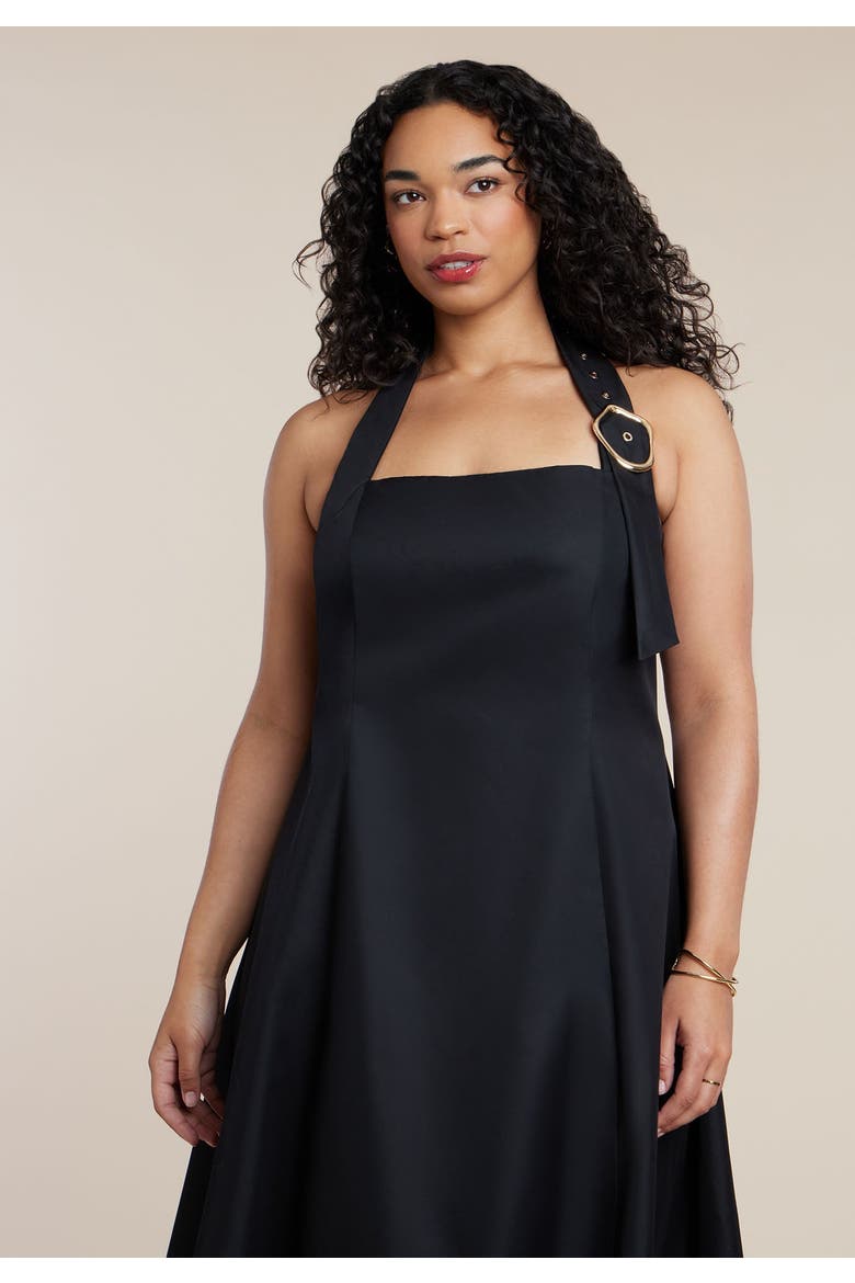 Buckle Neckline Maxi Dress, Alternate, color, BLACK ONYX