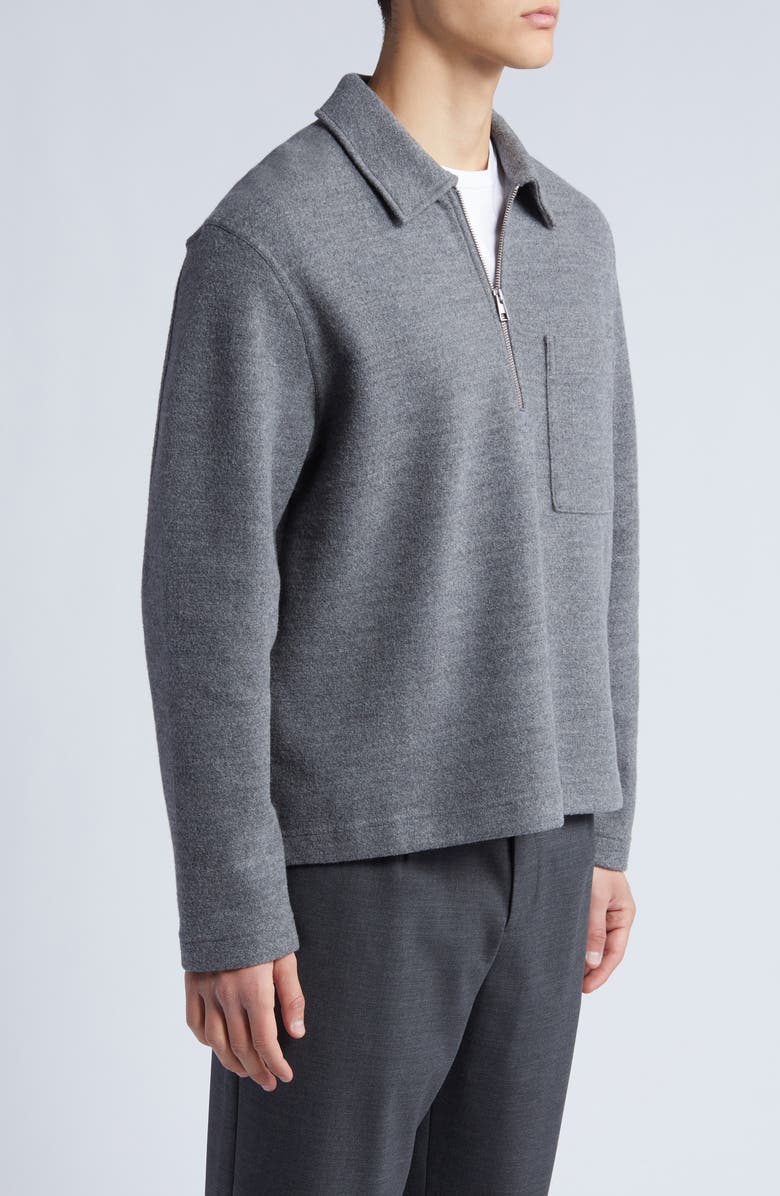 COS Relaxed Fit Wool Blend Half Zip Sweatshirt, Alternate, color, 