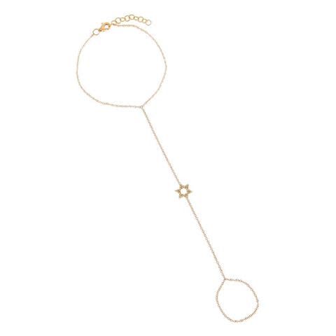 Diamond Star of David Hand Chain 14K