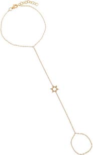 BY ADINA EDEN Diamond Star of David Hand Chain 14K