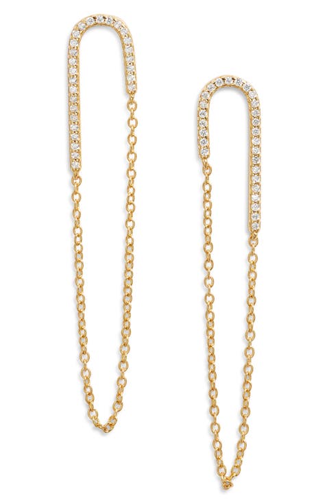 Cubic Zirconia Chain Drop Earrings