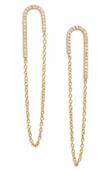 Argento Vivo Sterling Silver Cubic Zirconia Chain Drop Earrings