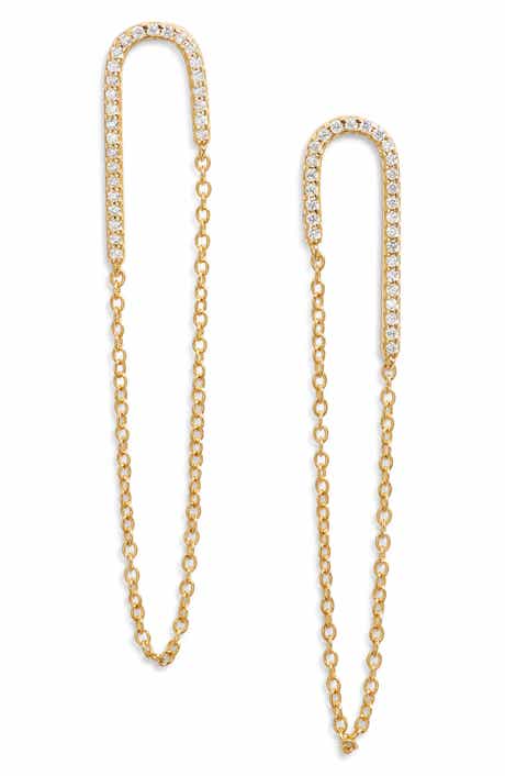 Argento Vivo Sterling Silver Cubic Zirconia Chain Drop Earrings