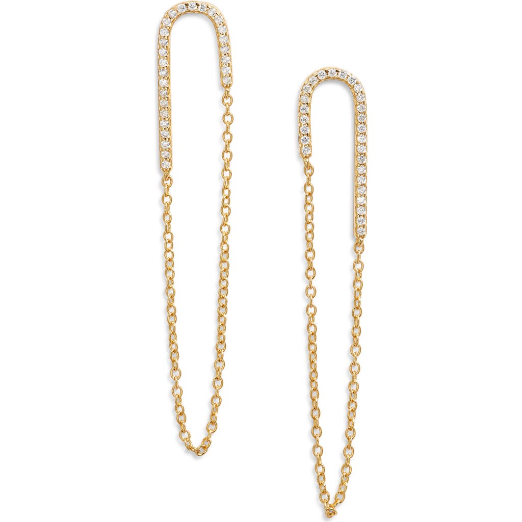 Argento Vivo Sterling Silver Cubic Zirconia Chain Drop Earrings In Gold