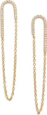Argento Vivo Sterling Silver Cubic Zirconia Chain Drop Earrings