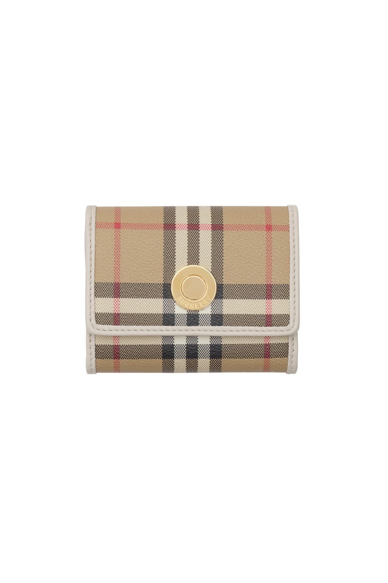 Small Check Folding Wallet, Main, color, Vintage check/soap beige