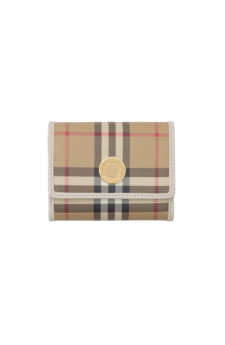 Burberry Small Check Folding Wallet, Main, color, Vintage Check/Soap Beige
