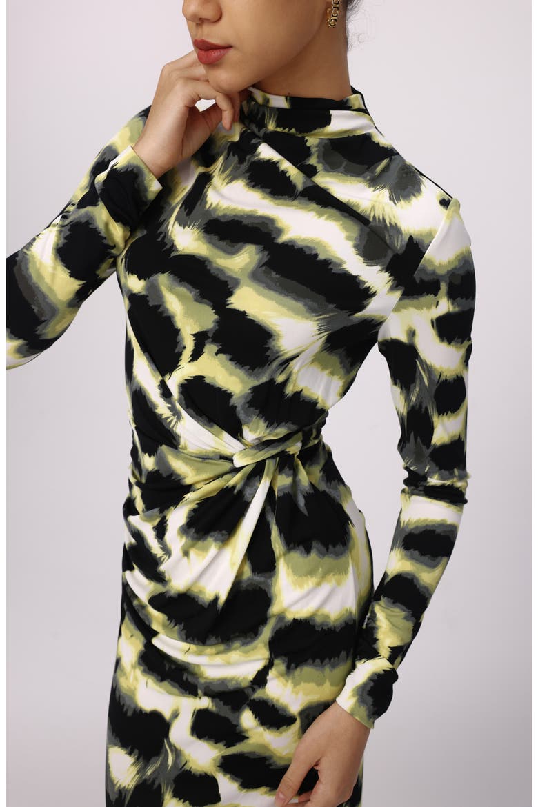 Sonja Print Long Sleeve Midi Dress, Alternate, color, WILD THING SHADOW GREEN LG