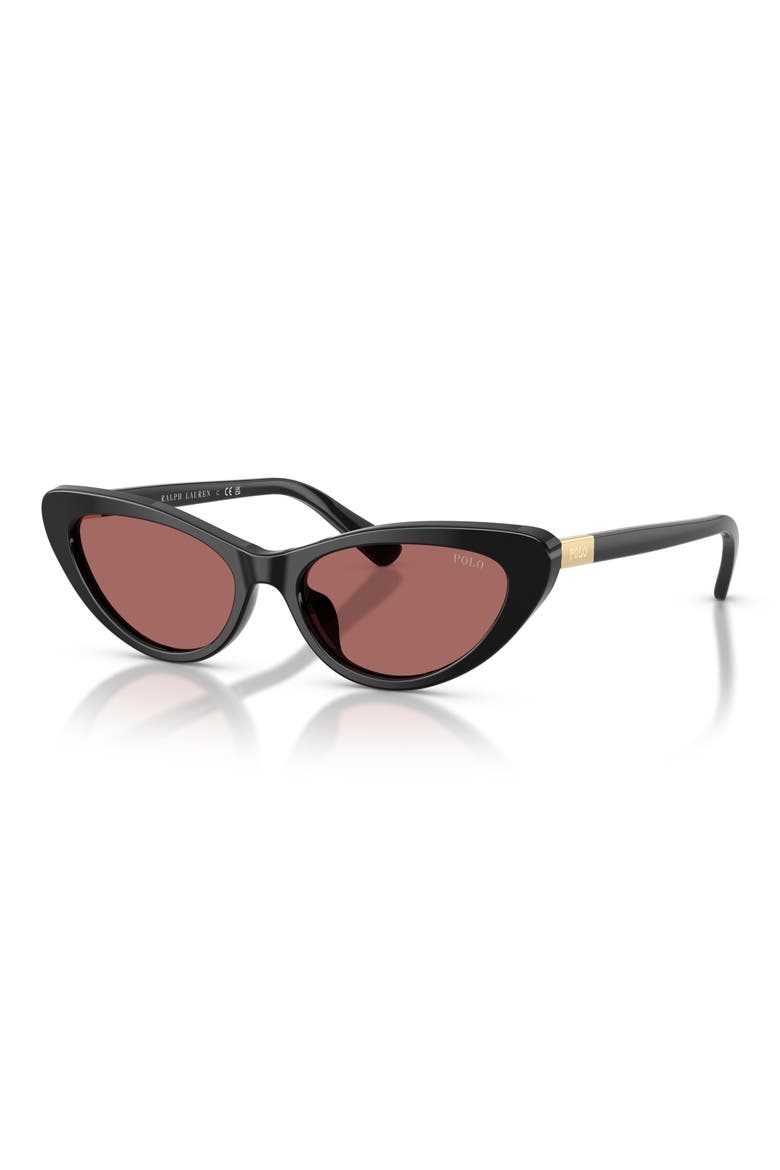 54mm Cat Eye Sunglasses, Alternate, color, SHINY BLACK / DARK VIOLET